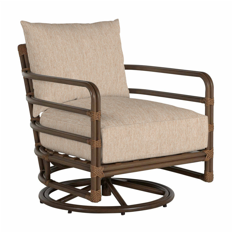 Malibu Swivel Patio Chair with Cushions, Canvas Sand, No Welt