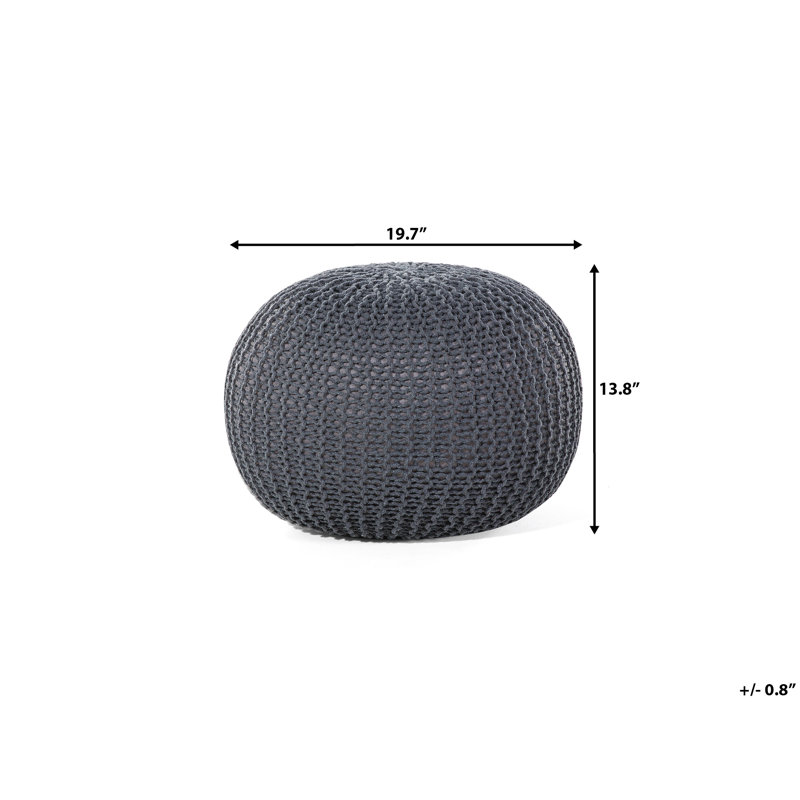 Arne 50cm Wide Round Pouf Ottoman, Dark Grey