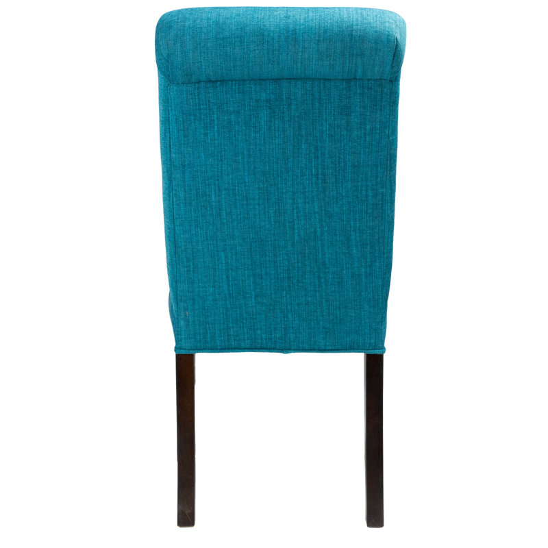 19'' H Upholstered Side Chair, Luck Turquoise, Espresso
