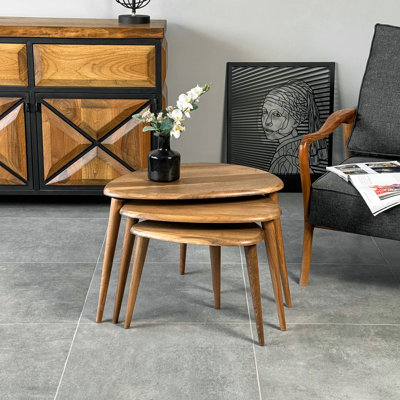 Solid Walnut Nesting Table Set of 3 – Mid-Century Modern