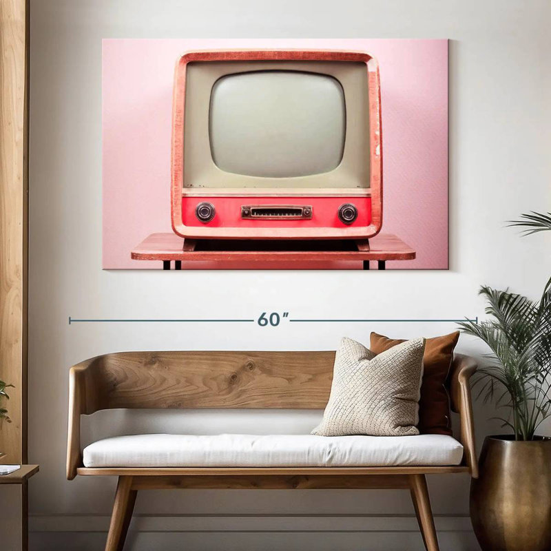 Téléviseur rose rétro Kerner, H 34 po x l 51 po