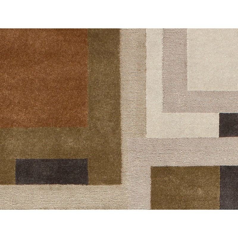 Geometric Area Rug in Brown/Ivory/Orange, Rectangle 9' x 12'