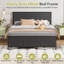 Single/Double Metal Platform Bed Frame With Upholstered Headboard And Footboard, No Box Spring Needed, Grey/Beige-271919932-275692834