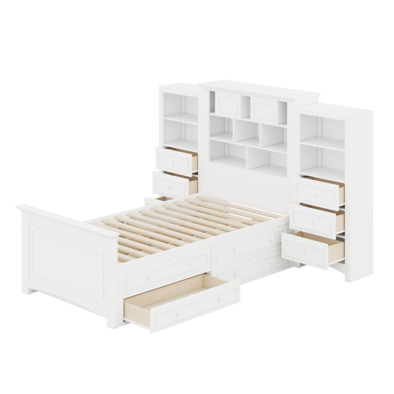Lit plateforme avec tiroirs de chaque côté pour un rangement maximal, White