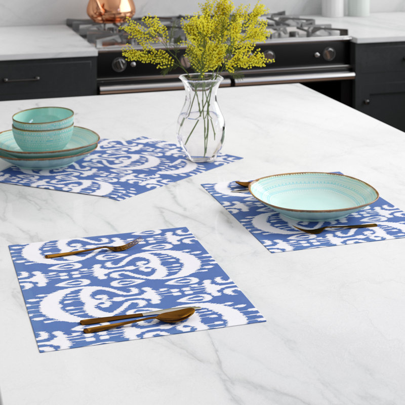 Ensemble de napperons 4 pièces Melchior Ikat, bleu