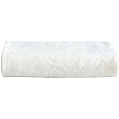 Throw Blanket, Ultra-Soft & Embossed Plush Bedding, Blanket For Couch & Bed (Woodblock Floral White, 50" X 70")