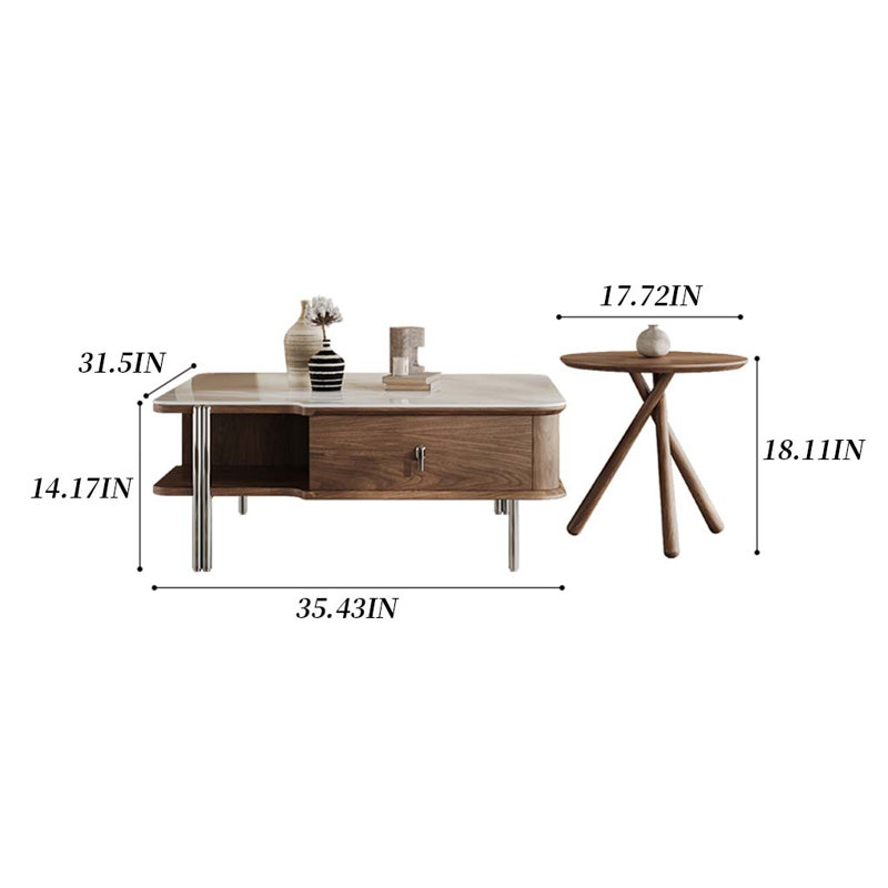 Ensemble de tables basses en pierre de style minimaliste