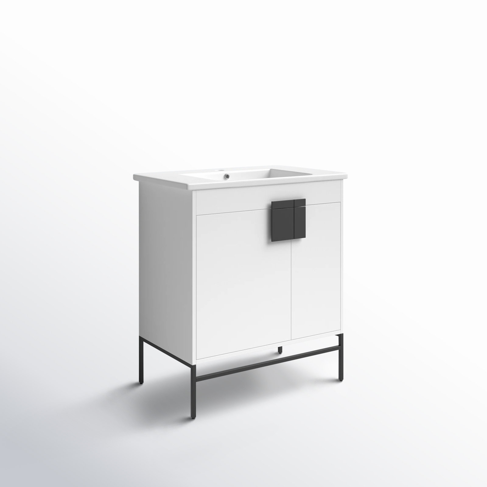 Maisie 30'' Single Bathroom Vanity, Black Matte, White