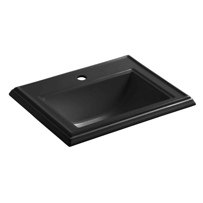 Memoirs Rectangular Drop-In Bathroom Sink with Overflow, Black, 8'' Centers