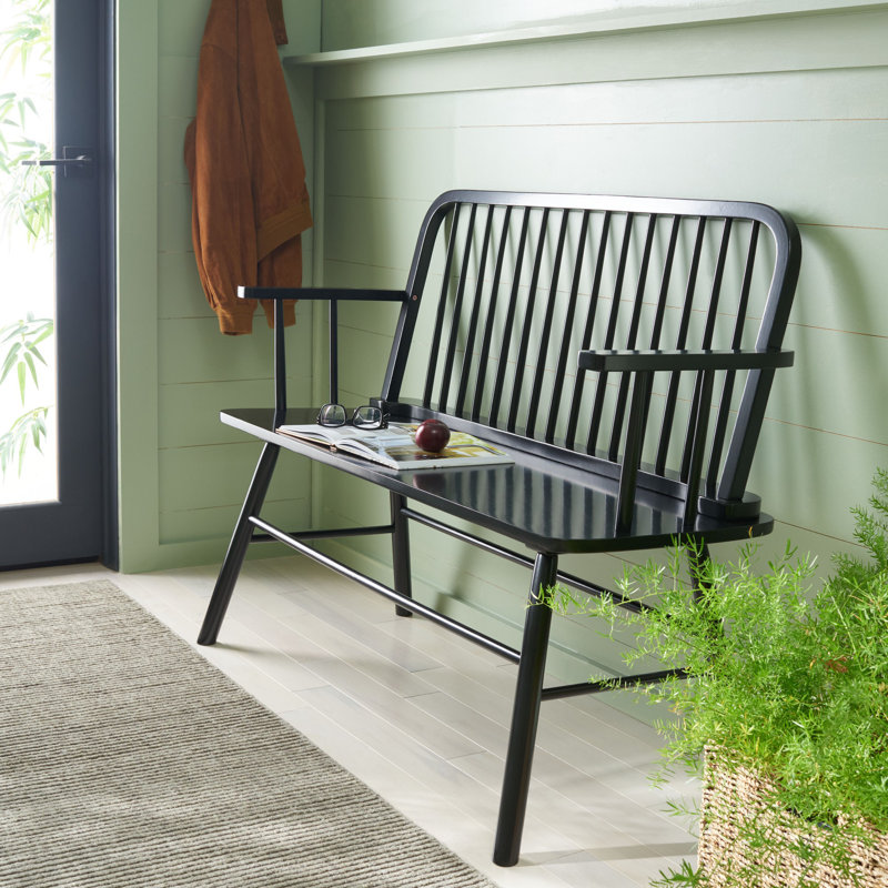 Banc en bois massif Sireen, Noir