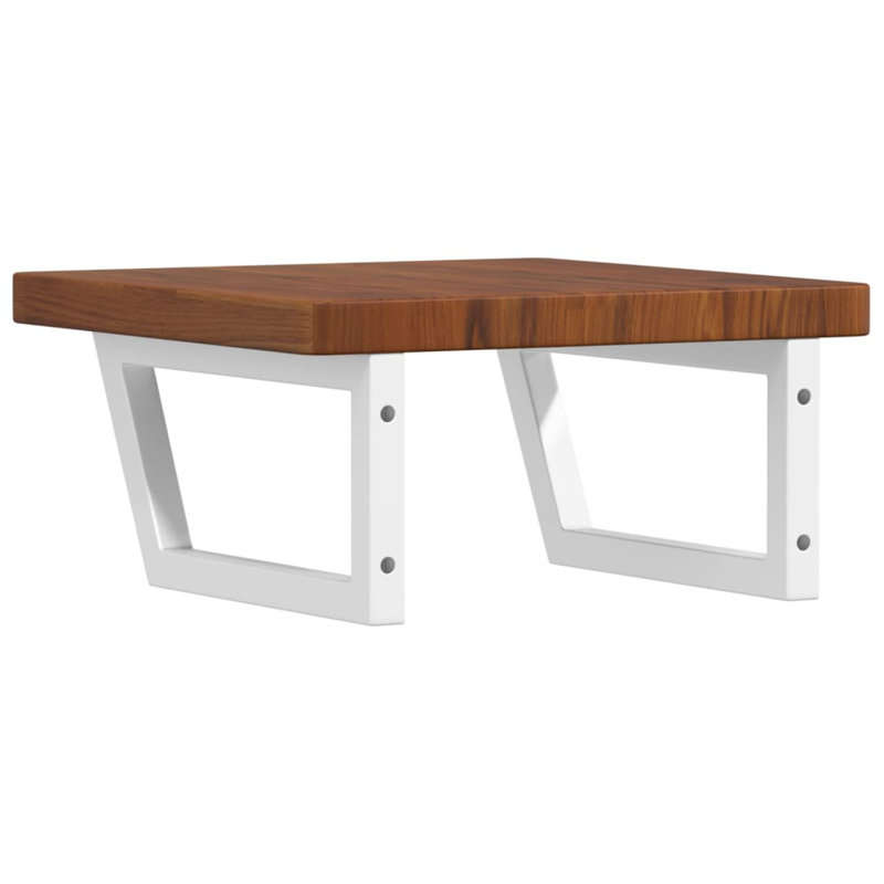 Ashya 50cm Solid Wood Bathroom Vanity Top, Dark Oak/White