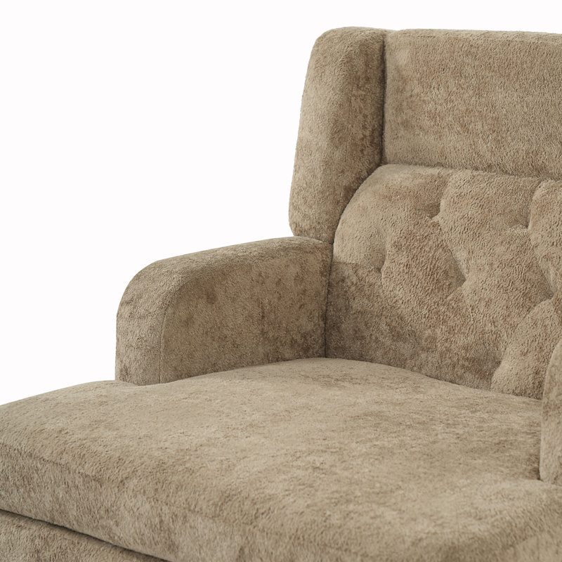 Fauteuil d'appoint capitonné, Brown Plush Fabric