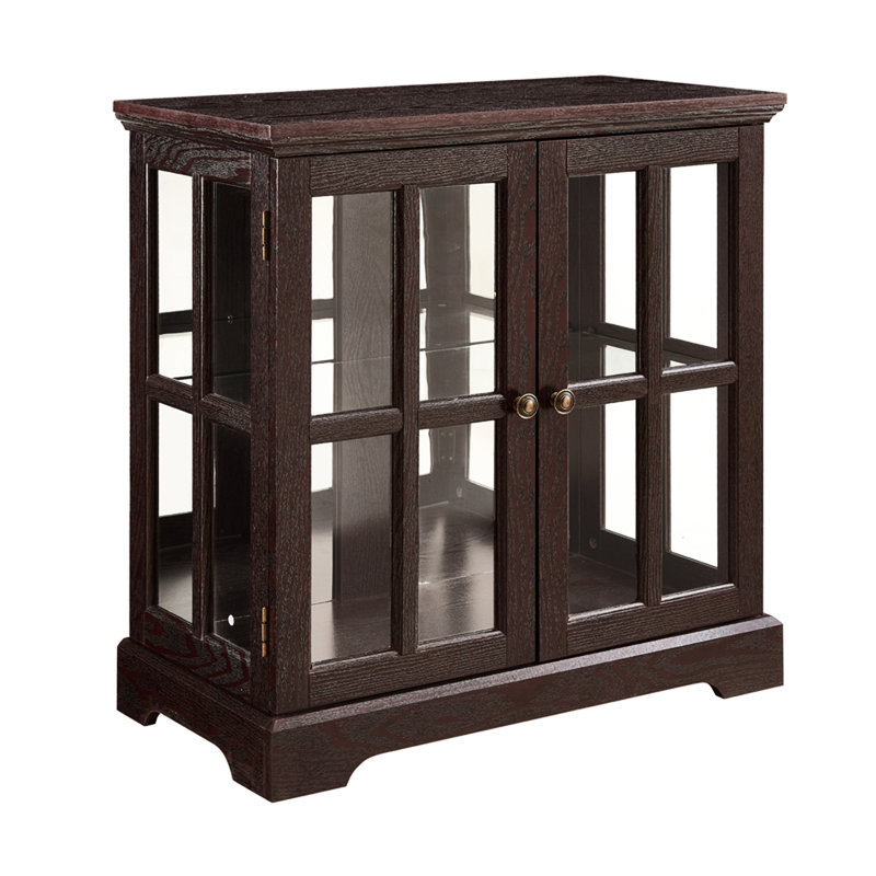 Armoire de style rétro avec lumières à DEL, tablettes réglables, finition antique pour la décoration de la salle à manger
