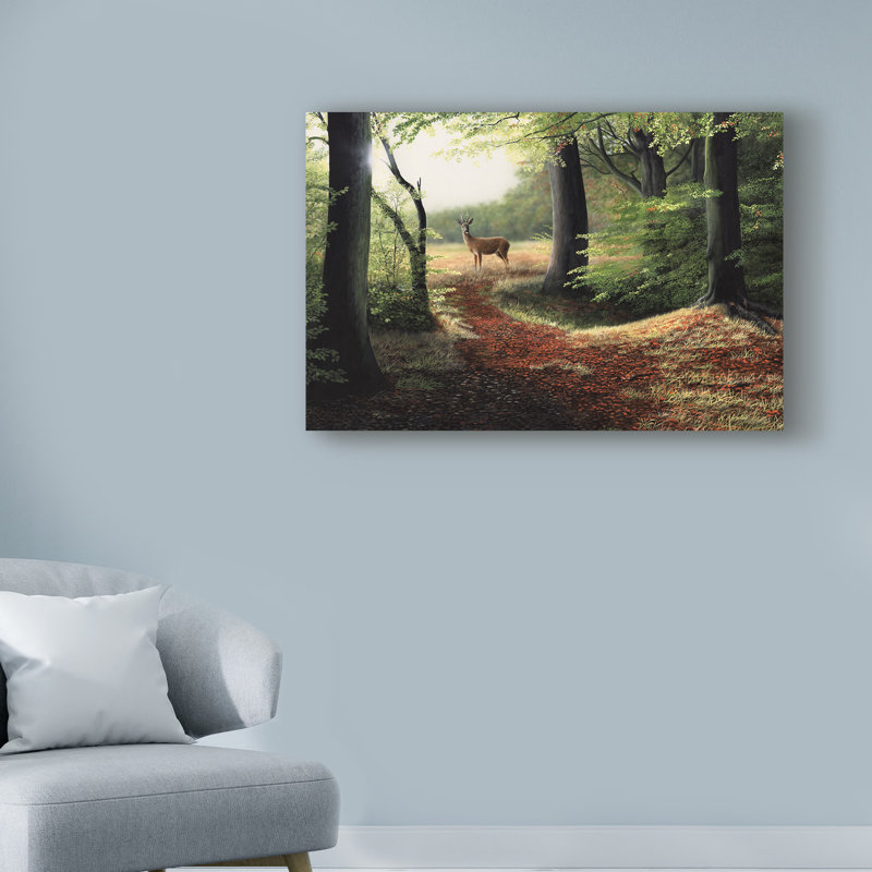 « re cerf », reproduction de peinture à l’acrylique sur toile tendue, H 12 po x l 19 po x P 2 po