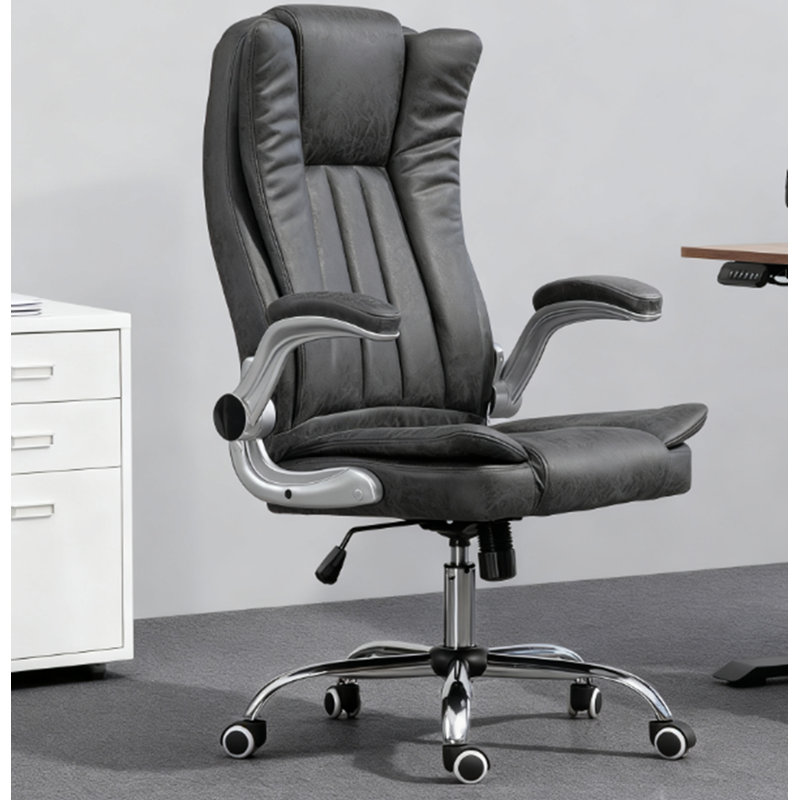 Fauteuil de bureau avec accoudoirs rembourrés, fauteuil de bureau de direction, hauteur réglable et fonction d'inclinaison