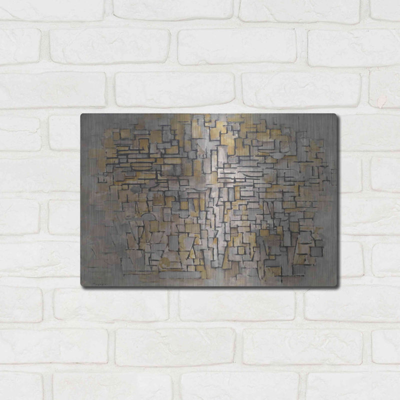 Winston Porter «Tableau No. 2, Composition No. VII, 1913» par Piet Mondrian, art mural en métal, H 12 po x l 16 po