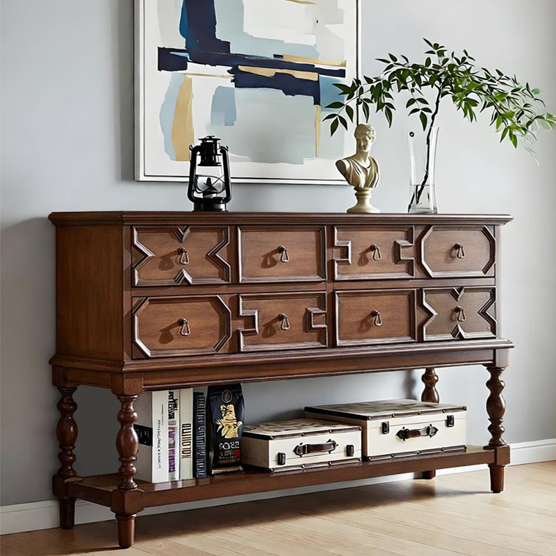 Buffet rétro en bois massif, 37.01" H x 59.05" W x 15.15" D