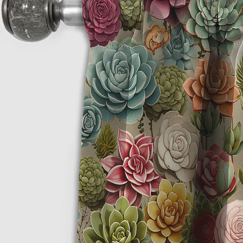 Motif botanique moderne I succulents - rideau à motif floral - 1 panneau, L 52 po x L 63 po