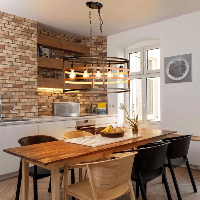 Rasheeda 5 - Light Kitchen Island Pendant, Black Walnut