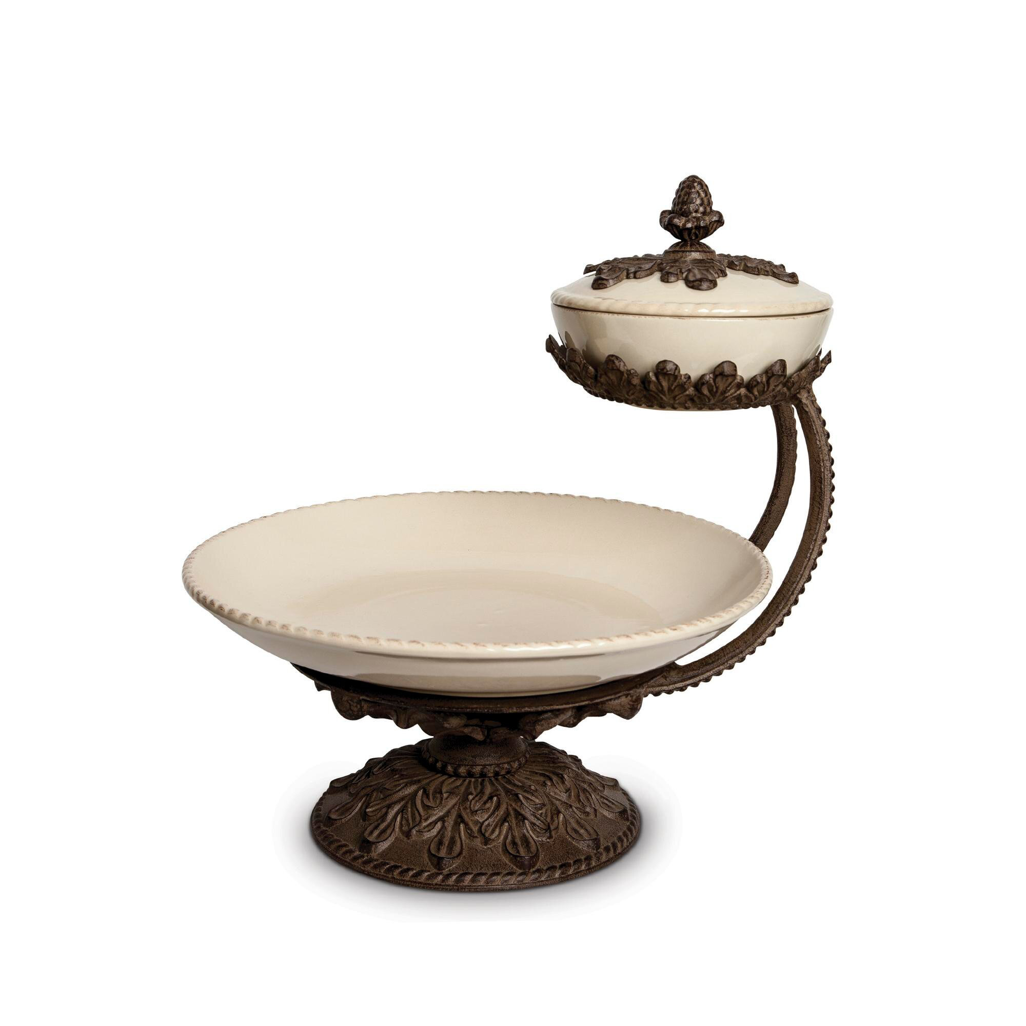 Park Hill Collection Acanthus Stoneware Chip And Dip Server | Perigold