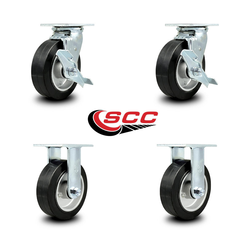 4-Piece Rubber and Aluminum Caster Set