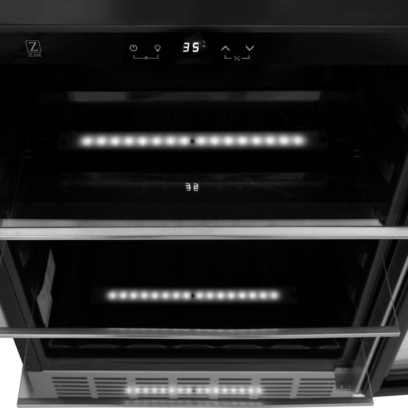 ZLINE 24" Stainless Steel Beverage Fridge with Matte Black Handle