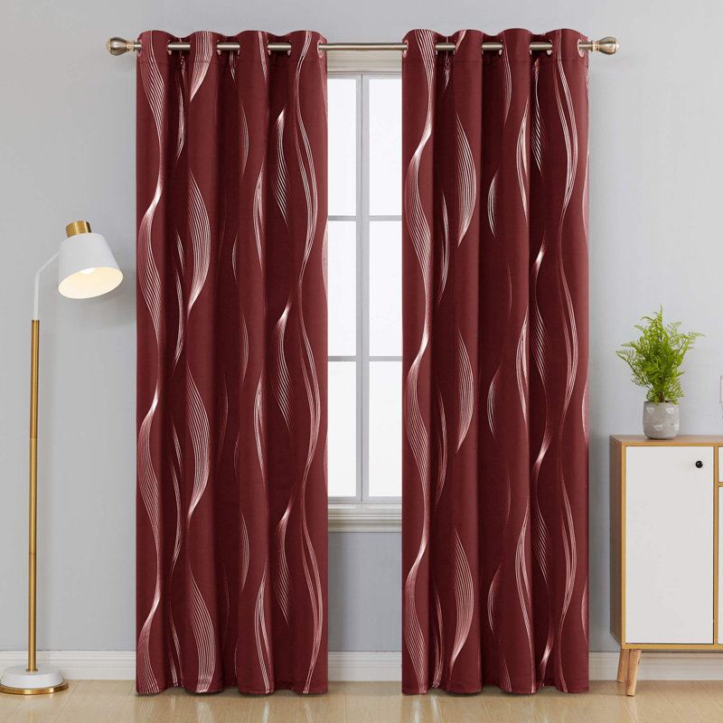 Blackout Curtain Panel Pair, 117cm Width x 229cm Drop, Red