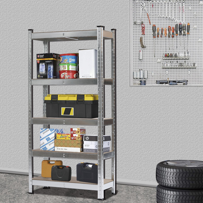 Keokuk Metal Height -Adjustable Shelving Unit, 150cm H x 70cm W x 30cm D, Black