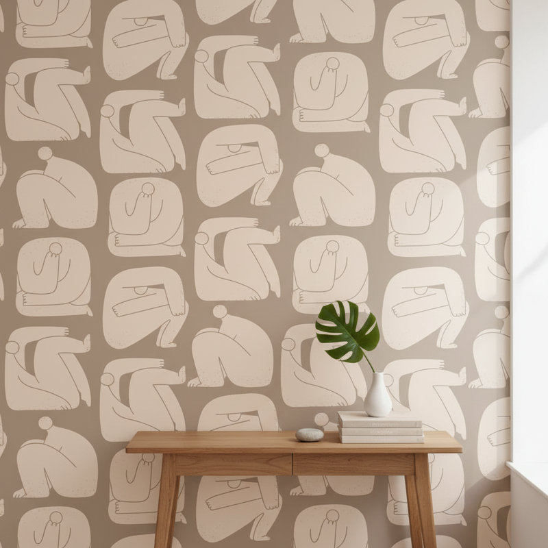 Papier peint abstrait à motif géométrique minimaliste