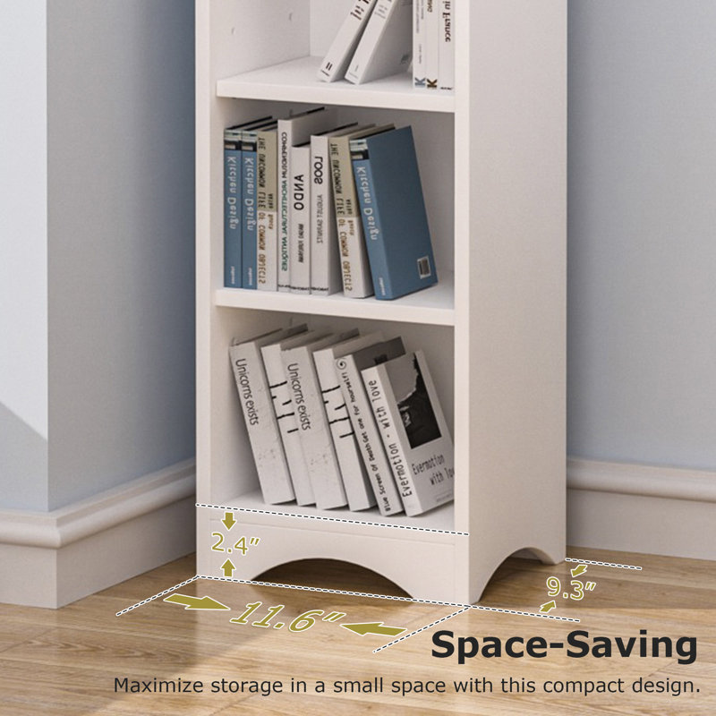 Melgarejo 71 Inches Tall Narrow Bookcase, 8-Tier Wood Bookshelf, Minimalist Corner Bookcase With Adjustable Shelves, Slim Media Tower Rack For Home Office Small Space