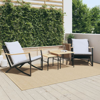 Ebern Designs 4 Piece Balcony Furniture Set With Cushions Black Steel