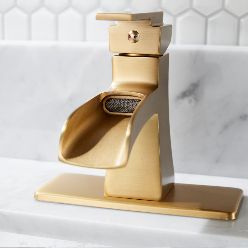 Single-hole Single-handle Bathroom Faucet With Drain Assembly, Brushed Gold