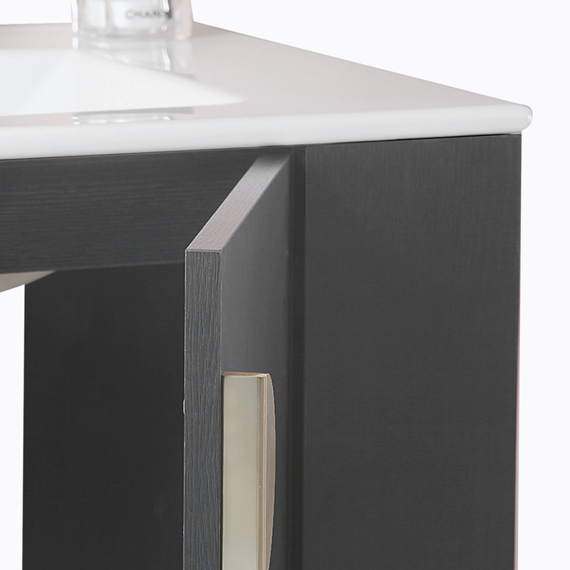 Ensemble de meuble-lavabo simple 29,90 po avec plateau en céramique Iyanna, Noir