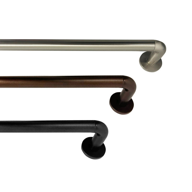 Dedman 100% Stainless Steel Single Curtain Rod, Silver, 48" - 86" W