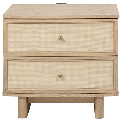 Oak 2-drawer Nightstand Bedside Table