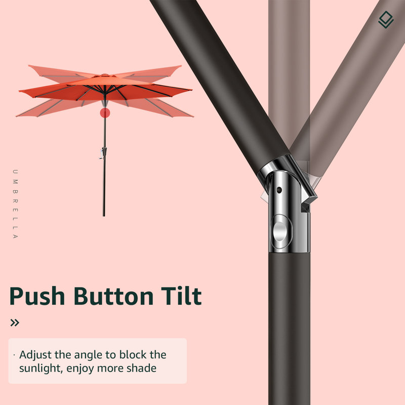  Parasol d'extérieur 90 po, Orange