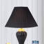 Lampe de table haute 27 po en céramique, en forme d'urne avec finition noire, abat-jour en lin-117256316-117256310