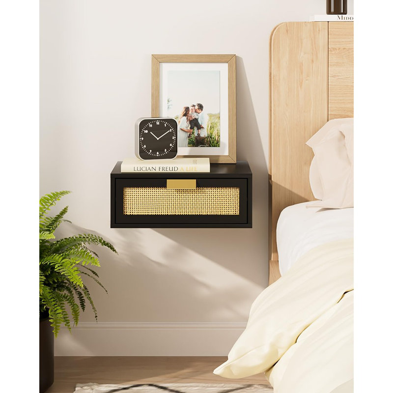 Floating Nightstand, Floating Shelf With Drawer, Wall Mounted Ni...