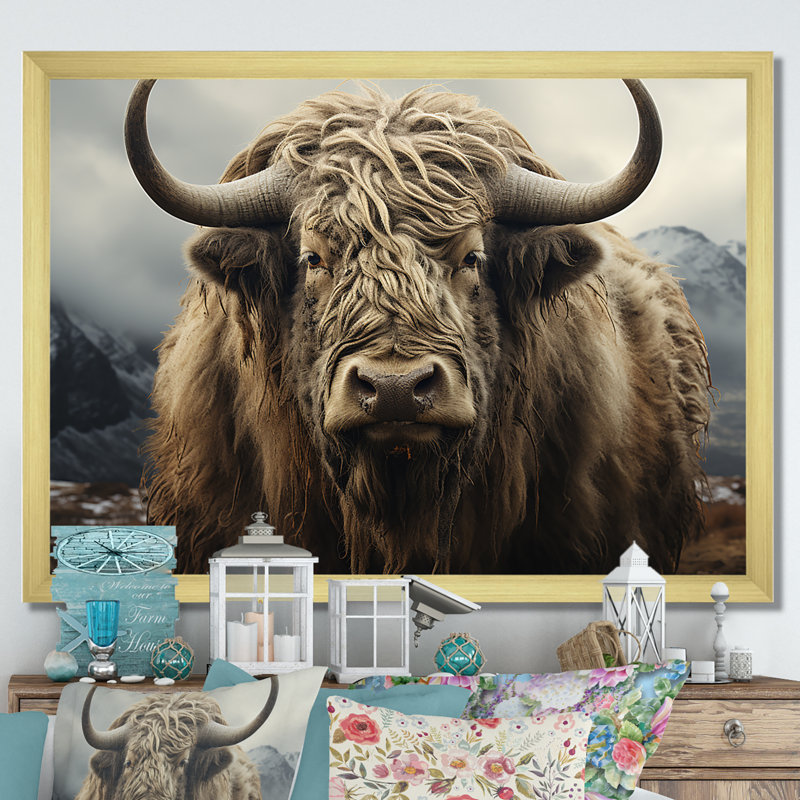 Scène de pâturages monochromes sur toile, Cadre doré simple, H 16 po x l 32 po x P 1 po