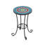 Table d'appoint de patio avec tablette, bleu + noir