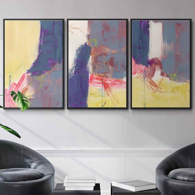Lamarck Shells I, ensemble de 3 toiles encadrées sur toile, H 27 po x l 54 po, Cadre noir