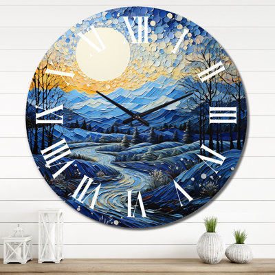 Winter Landscape Snowy Peaks I Wall Clock