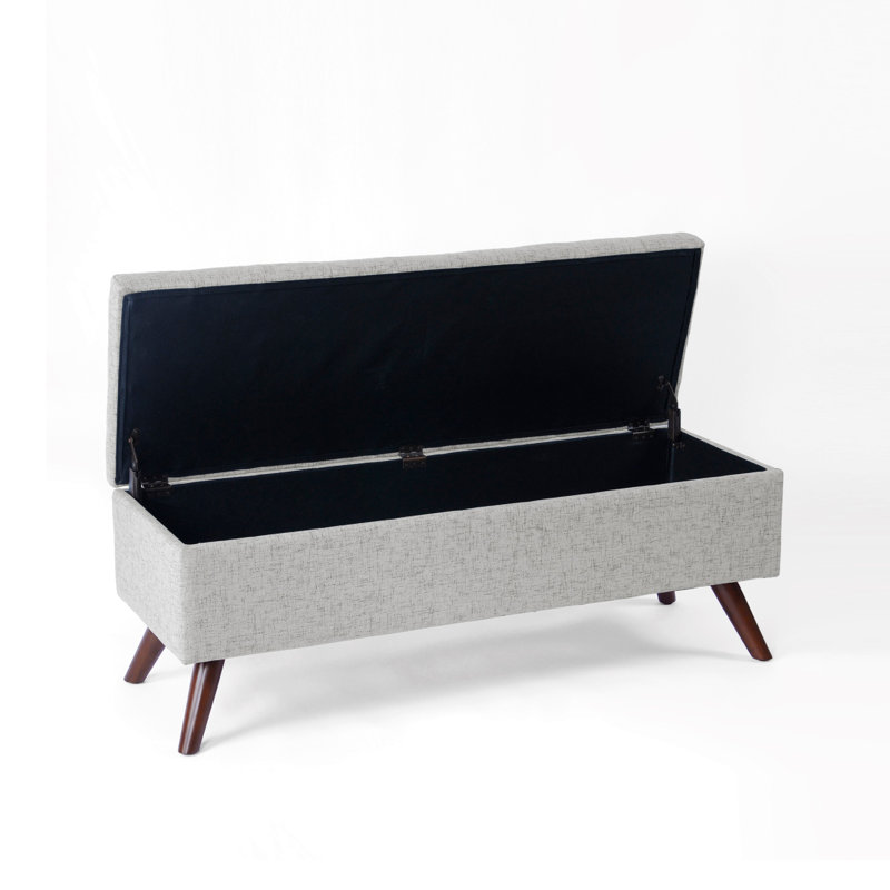 Banc de rangement avec repose-pieds Eva, polyester tissé, 48 po, Gris nuageux, Noyer brun