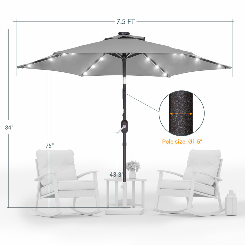 Parasol de marché éclairé Elbe, gris