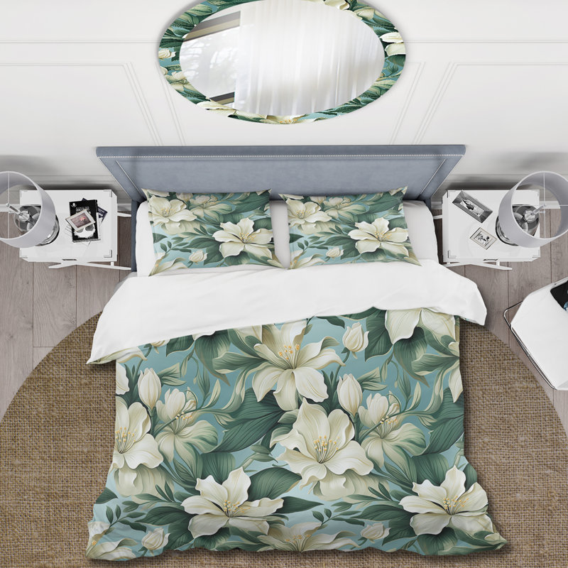 Seafoam Serenity Tropical Pattern II - Ensemble de housse de couette tropical