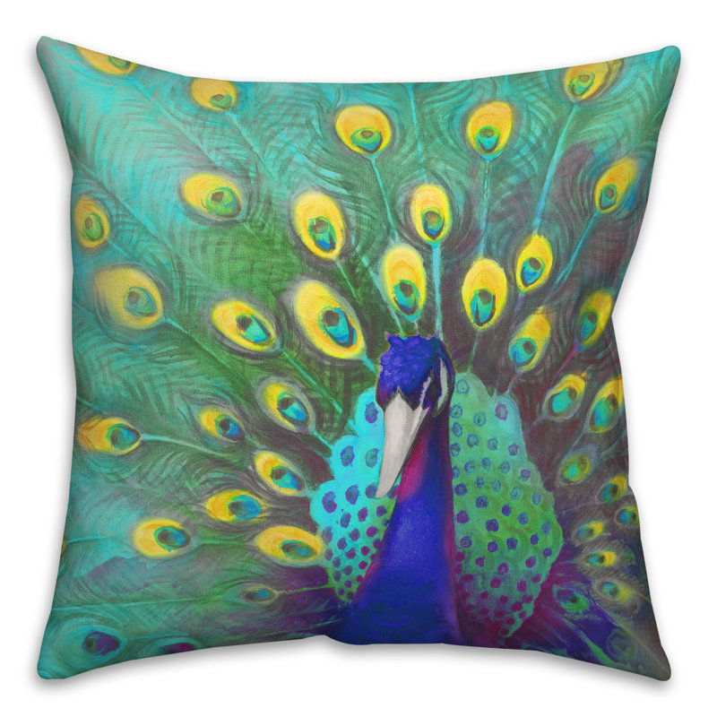 Coussin Blue and Yellow Peacock