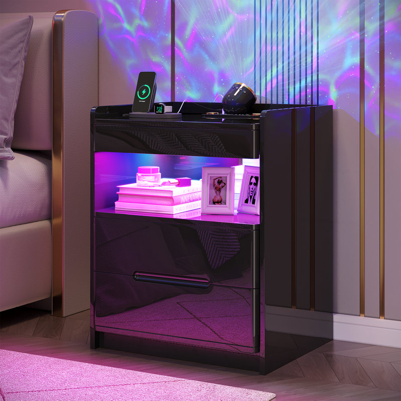 51 cm W Bedside Table, Black