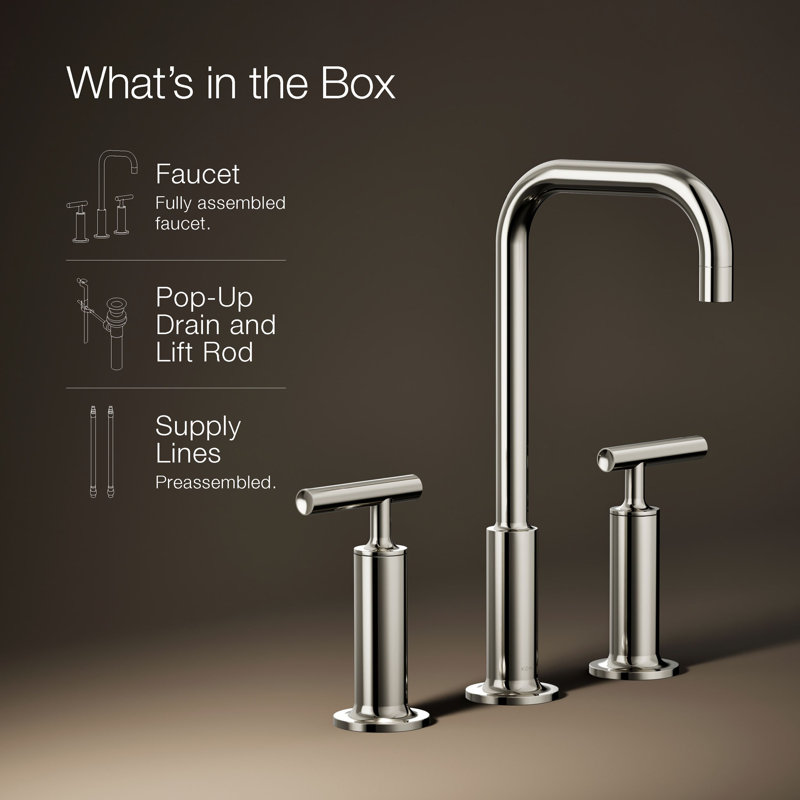 Purist Widespread Bathroom Faucet, Vibrant Polished Nickel