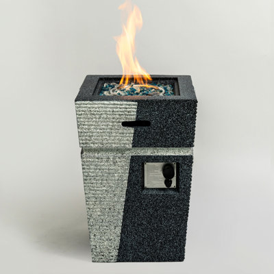 Concrete Fire Pit Patio Propane - Adjustable Flame, 29.1In Height, Blue, 40000Btu Heat Output, With Rocks Approved Burner, 11 Sq.Ft Area, 20In X