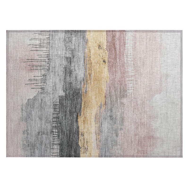 Machine Washable Indoor/Outdoor Xhevrie Blush Rug, Rectangle 1'8" x 2'6"
